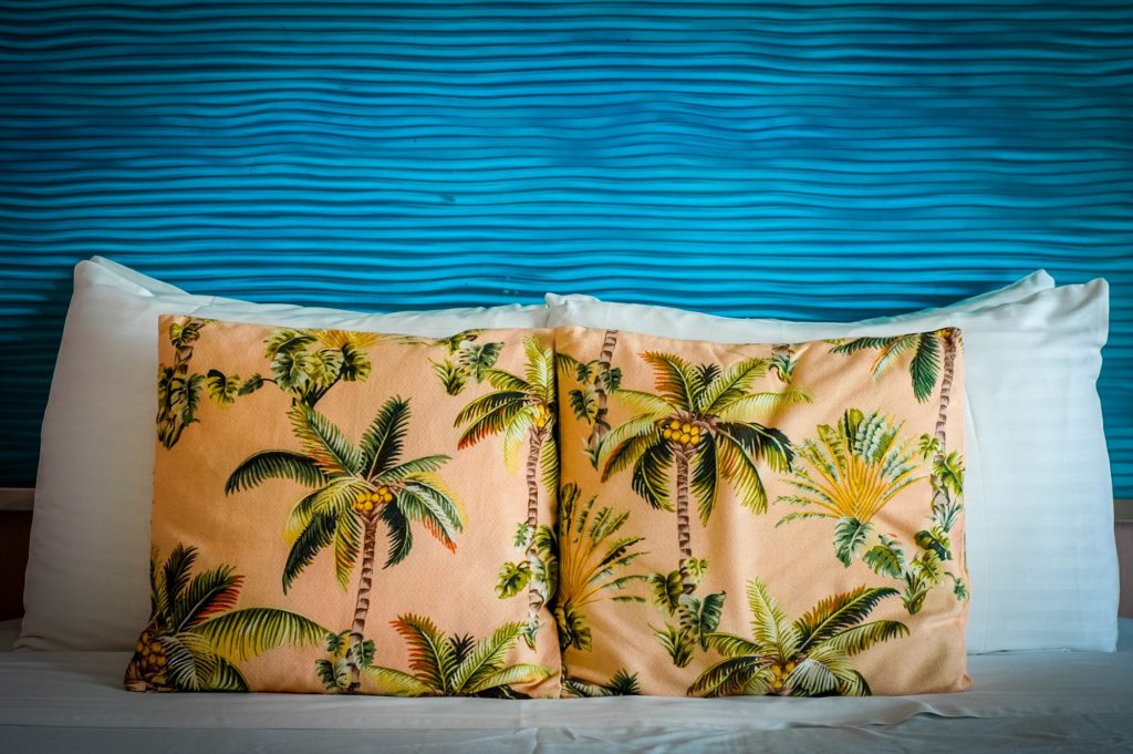 Palm tree print cushions